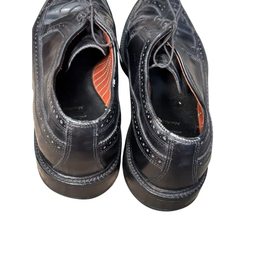 Vintage Allen Edmonds MacNeil Black Wingtip Oxfords Size 10.5 D USA Made Preppy‎